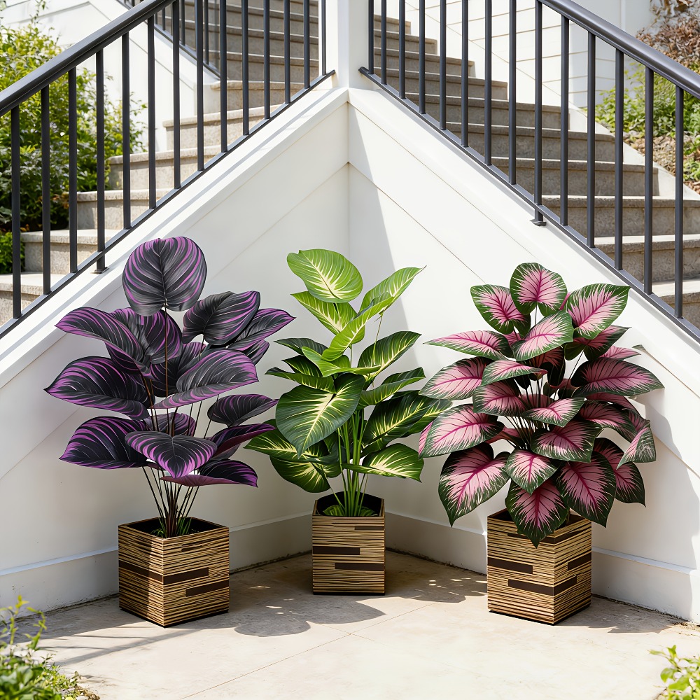 Ficus Lyrata Tree - Lot de 3 plantes artificielles d'extérieur