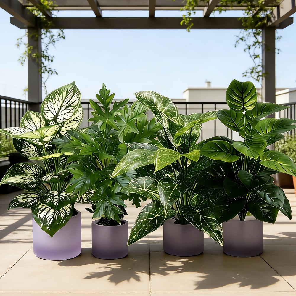 Dracaena Marginata - Lot de 4 plantes artificielles avec