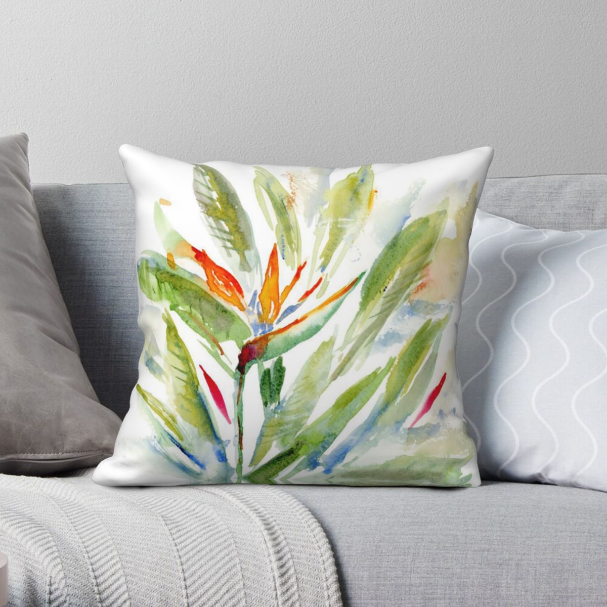 Bird Paradise Strelitzia - Housse de coussin carrée en Polyester,